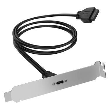 Imagem de MEIRIYFA Cabo de conector USB-C USB 3.1 tipo C para 19 pinos, USB tipo C fêmea para placa mãe USB 3.0, cabo de extensão de cabeçalho fêmea de 19 pinos de 20 pinos com parafuso de montagem em painel-50