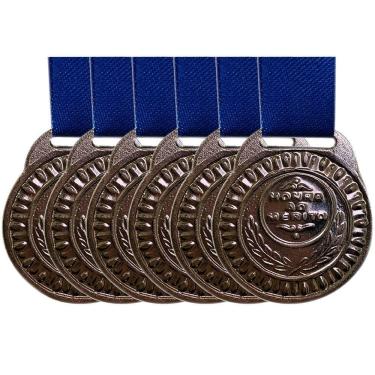 Imagem de Kit 6 Medalhas Ouro Prata Bronze Honra Mérito Bonitas 35mm prata