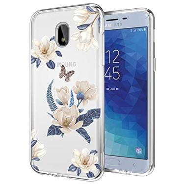 Imagem de Vokuha Capa para Galaxy J7 Refine/J7 2018/J7 Star/J7V 2ª geração/J7 Aero/J7 para meninas, capa protetora traseira de borracha TPU macia com padrão fino transparente para Samsung Galaxy J7 2018 (flor