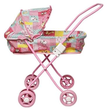 Imagem de Carrinho Modelo Berço Deitado com Capota Rosa Patinho - Mep