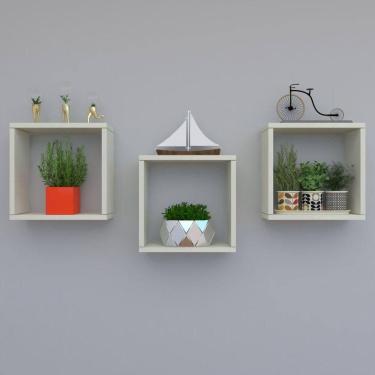 Imagem de Kit Com 3 Nichos Decoração Para Quarto Nude 30x30x12cm