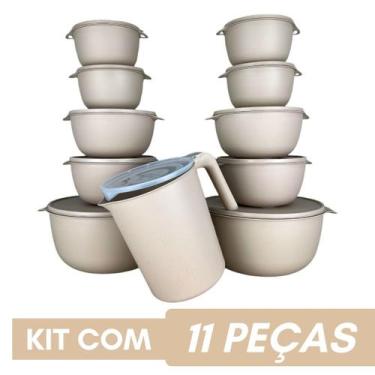 Imagem de Potes Plástico Bowl 10 unidades Com Tampa e Jarra Para Suco Livre BPA 