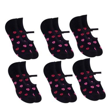 Imagem de 6 Pares De Meias Femininas Selene Pilates Antiderrapante Com Viés, 34 