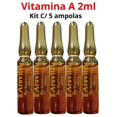 Imagem de Tratamento Capilar Vitamina A Arovitel 2ml Kit C/ 05 Ampolas