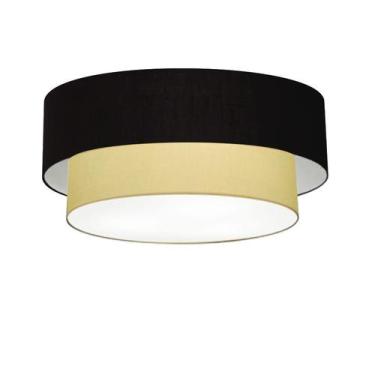 Imagem de Plafon Para Quarto Cilíndrico SQ-3064 Cúpula Cor Preto Bege - Vivare