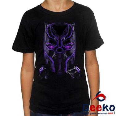 Imagem de Camiseta Infantil Pantera Negra 100% Algodão Wakanda Forever Geeko, Pr