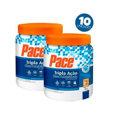 Imagem de Kit 10 Pastilha De Cloro 200g Pace Tripla Ação Hth POTE 1KG
