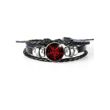 Imagem de Pulseira Baphomet Pentagrama Invertido Lilith Samael Unissex e Ajustáv