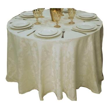 Imagem de Toalha de Mesa Redonda Jacquard Adamascado 2,60mts de Diâmetro Sala Ja