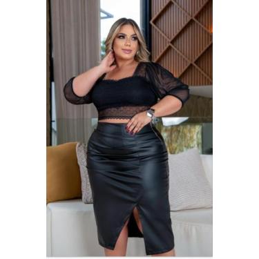Imagem de Saia Courinho/Plus Size /Modelo Feminina /Tendência  - Nanda Fashion B