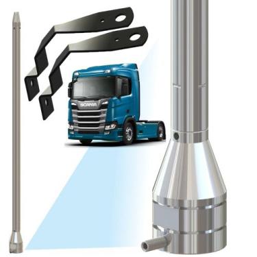 Imagem de 2 Prolongador Alongador Inox 60cm + 2 Suporte Dianteiro Parabrisa Scan