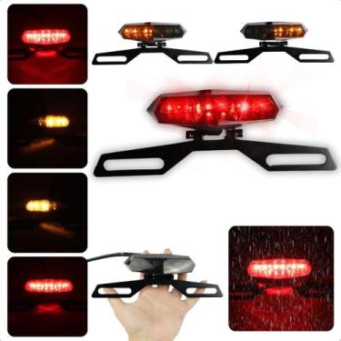 Imagem de Lanterna Traseira Suporte Placa Led Moto Custom Lanterna Luz De Freio 
