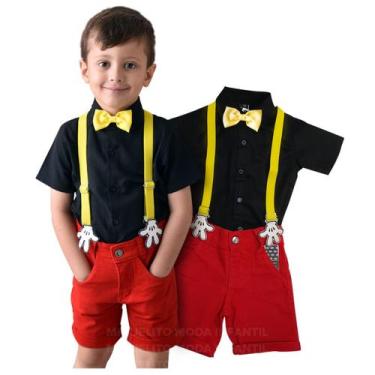 Imagem de Conjunto Mickey Mouse Manga Curta Bermuda Bebe Infantil Preto - Miguel