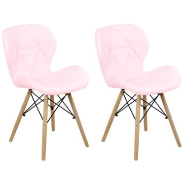 Imagem de Kit 02 Cadeiras Charles Eames Eiffel Slim Wood Estofada - Rosa Claro