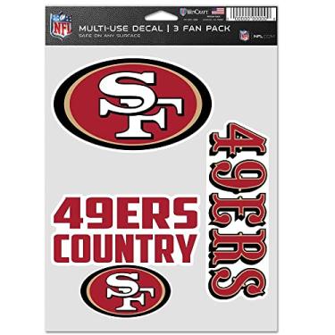 Imagem de Pacote com 3 adesivos de ventilador multiuso NFL San Francisco 49ers, cores do time, tamanho único