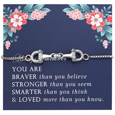 Imagem de FEELMEM Presente para amantes de cavalos para meninas, joias de cavalo, sela, joia equestre ocidental, pulseira de vaqueira, presente, Small, Cobre, .na