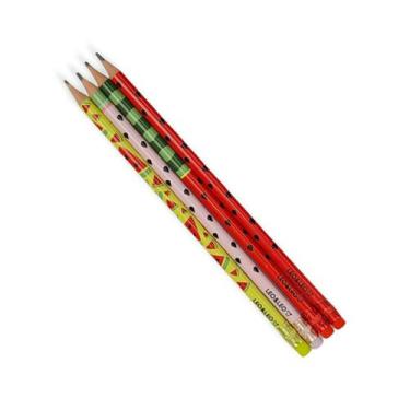 Imagem de 4 Lápis Fofo Estampado Com Borracha Para Meninas - Leo Leo, Melancia