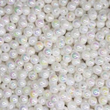 Imagem de 400 Miçanga Irizada 8mm Branca Pérola Missanga Bijuteria Artesanato