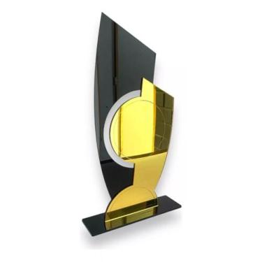Imagem de Troféu Universal Acrílico Preto E Dourado 11x25 C/base Preta - CNC Sor