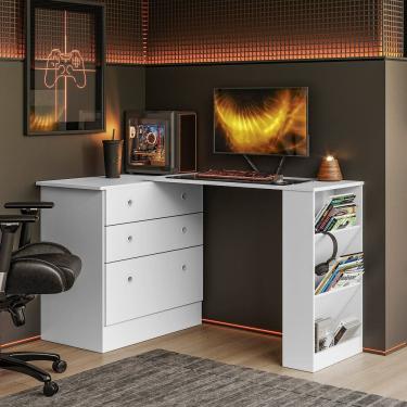 Imagem de Cômoda com Mesa Giratória Gamer Branco Qmovi