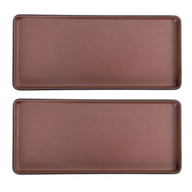 Imagem de Prato Retangular 2 Peças Terracota 29cm Melamina Gourmet Mix