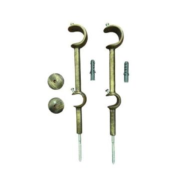 Imagem de Kit 2 Suportes Alongado Duplo Para Varão Alumínio 28/19mm - ART DECORA