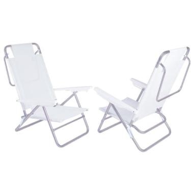 Imagem de Kit 2 Cadeiras Summer Reclinável 6 pos Alumínio Praia Piscina Camping 