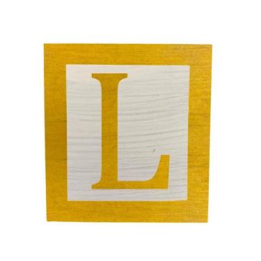 Imagem de Cubo Branco Letra Amarela com Aplique Festa Chá de Bebê Decoração 8x8x