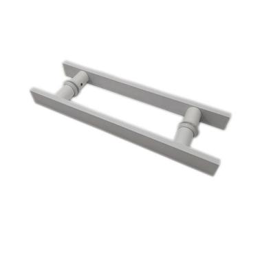 Imagem de Puxador H duplo 30x20cm reto barra chata para porta de vidro e portão 