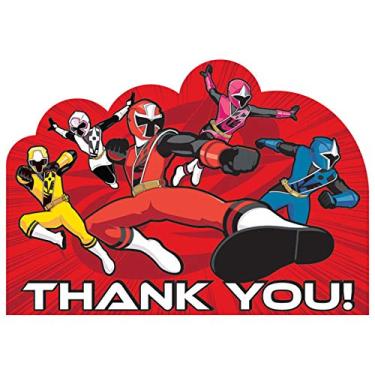 Imagem de Amscan Power Rangers Dino Charge Birthday Party Postcard Thank You Cards (8 Piece), Multi