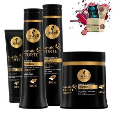 Imagem de Kit Haskell Cavalo Forte Sh Cond 500ml Masc 500g E Leave-in