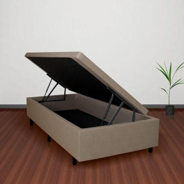 Imagem de Base Box com Baú Solteiro 88x188x42 cm Courino Linho Bege