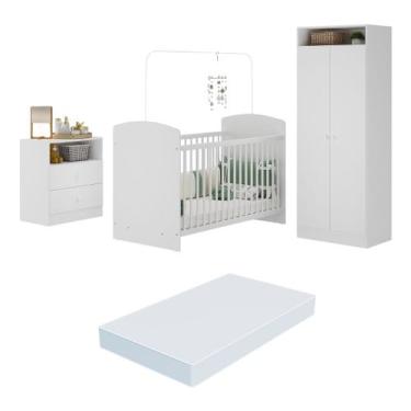 Imagem de Quarto Infantil Completo Com Colchão Incluso Doçura Multimóveis Branco