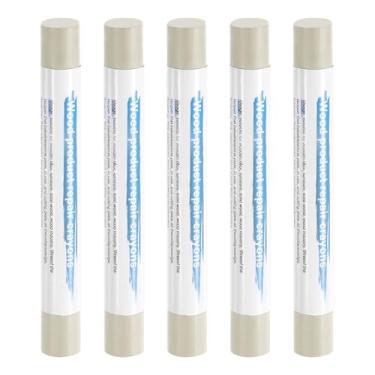 Imagem de HARFINGTON 5 peças de bastões de enchimento de madeira, cera de madeira, retoque de móveis, gizes de cera para reparo de móveis, cinza acinzentado