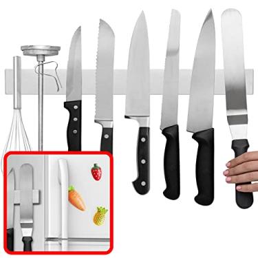 Imagem de Modern Innovations Barra magnética dupla face de aço inoxidável de 40,6 cm com multiuso uso como suporte de faca, suporte de faca, suporte de utensílios de cozinha, suporte magnético para ferramentas