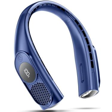 Imagem de Ventiladores de pescoço portáteis que sopram ar frio, ventilador de pescoço sem lâminas, recarregável 360° ventilador pessoal refrigerador de pescoço, 3 velocidades, visor de LED, 4000mAh, porta tipo