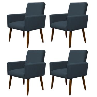 Imagem de Kit 4 Poltronas Decorativa Sala E Quarto Nina Suede Herrero Cor:azul Marinho