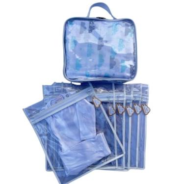 Imagem de Kit 6 Saquinhos Bebe Organizador Mala Maternidade TAG + 1 Nécessaire Porta Fraldas Remédio Higiene. (Branco)