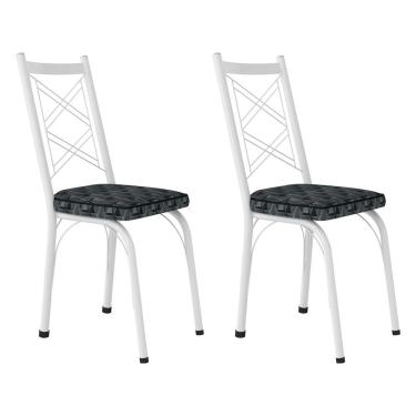 Imagem de Kit 2 Cadeiras De Cozinha Delaware Estampado Mosaico Silver Pés De Ferro Branco