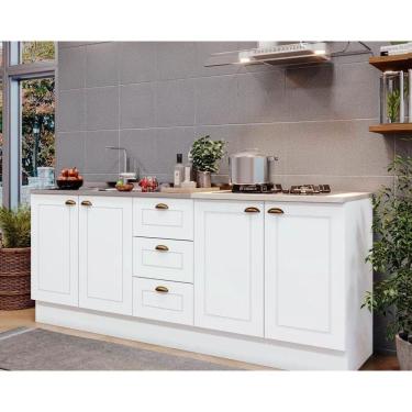 Imagem de Kit Cozinha Modulada 3 Peças Americana 2balcões + 1 Complemento Sem Pia Cz137 Branco
