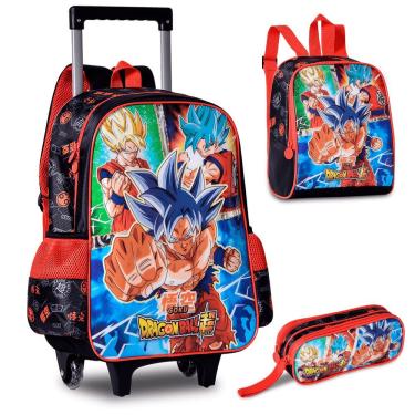 Imagem de Kit Mochila De Carrinho Dragon Ball Super Clio - Mochila + Estojo + Lancheira