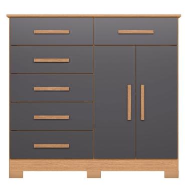 Imagem de Cômoda Sapateira Mandarim 6 Gavetas 2 Portas Mdp Freijó Titanium