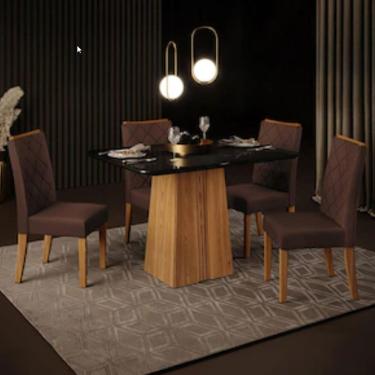 Imagem de Mesa De Jantar Raquel Plus Com 4 Cadeiras Dj Móveis Ginger-moca