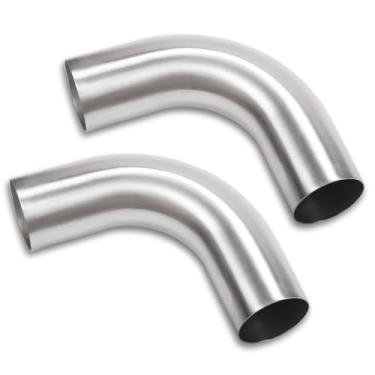 Imagem de Podavelle Cotovelo De 90 Graus, 4" 102 Mm Diâmetro Externo, Tubo Admissão Ar Alumínio, Raio 1,5D, Acabamento Escovado, Pacote Com 2