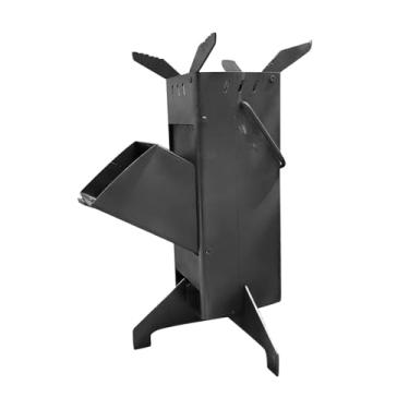 Imagem de YIJU Queimador de acampamento dobrável a lenha de aço portátil compacto forno de acampamento barraca queimador para churrasco viagem churrasco festa pesca