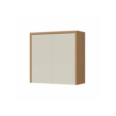 Imagem de Armário Aéreo Nesher Condessa em MDF 15mm com 2 Portas e 1 Prateleira - 80cm de largura – Carvalho/Greige