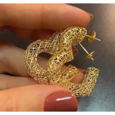 Imagem de Argola em coração bijuteria feminina - Argola brincos