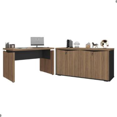 Imagem de Mesa para Escritório e Balcão 4 Portas Conde Nogal Preto - CASA H