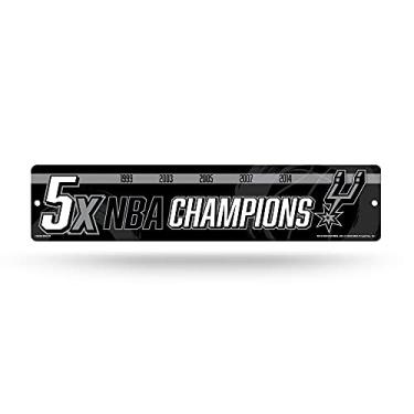 Imagem de Rico Industries NBA San Antonio Spurs - Placa de rua de plástico 5X Champ - Decoração de casa - Placa de parede