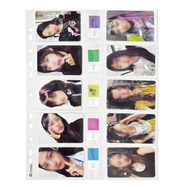 Imagem de hihaba 10 folhas dupla-face, 10 bolsos (9,4 x 5,8 cm), capas de bolso transparentes tipo 32, páginas de refil de álbum de fotos para cartões fotográficos Kpop Idol, cartões de beisebol, cartões